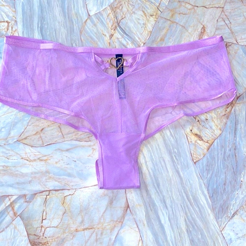 New Victoria secret ouvert Panty floral heart cut out cheeky Lace Mesh underwear